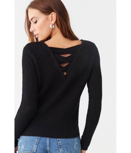 Imbracaminte femei forever21 ribbed crisscross-back sweater black