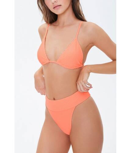 Imbracaminte femei forever21 ribbed high-leg bikini bottoms tangerine