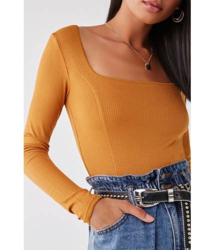 Imbracaminte femei forever21 ribbed long sleeve top camel
