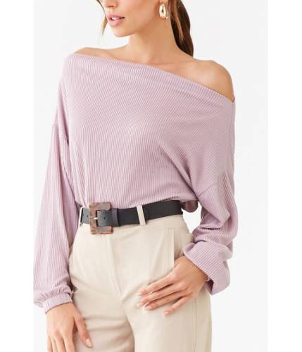 Imbracaminte femei forever21 ribbed off-the-shoulder top dusty lavender
