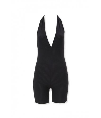Imbracaminte femei forever21 ribbed plunging romper black