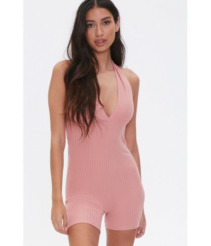 Imbracaminte femei forever21 ribbed plunging romper mauve