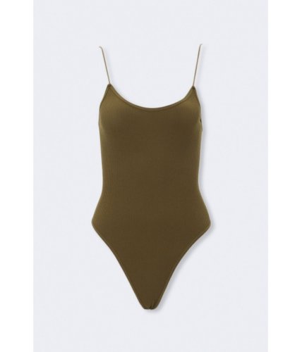 Imbracaminte femei forever21 ribbed scoop-cut bodysuit olive