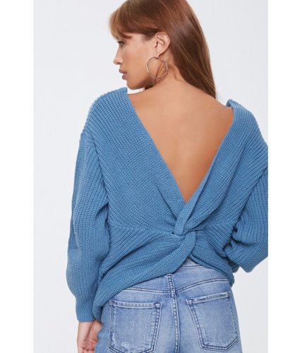 Imbracaminte femei forever21 ribbed twisted-back sweater teal