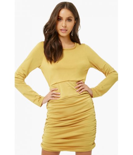 Imbracaminte femei forever21 ruched bodycon mini dress mustard
