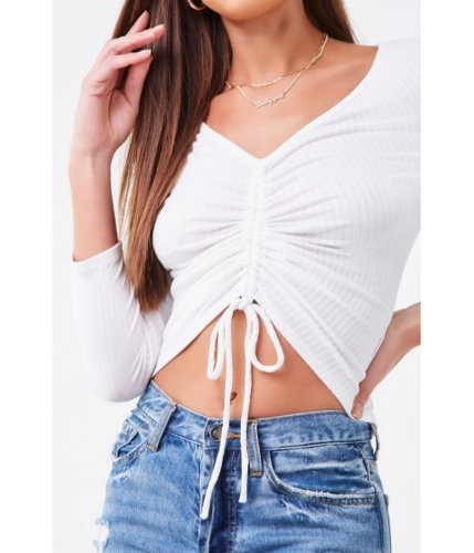 Imbracaminte femei forever21 ruched drawstring top ivory
