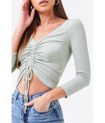 Imbracaminte femei forever21 ruched drawstring top sage