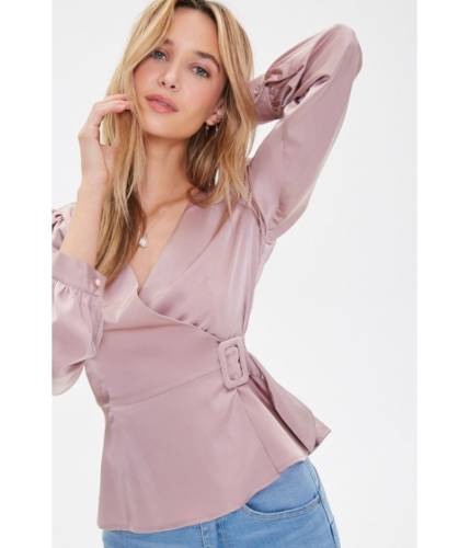 Imbracaminte femei forever21 satin faux wrap belted top lavender