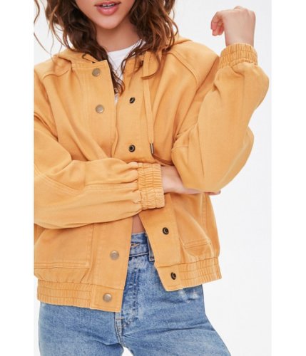 Imbracaminte femei forever21 seamed denim hooded jacket yellow