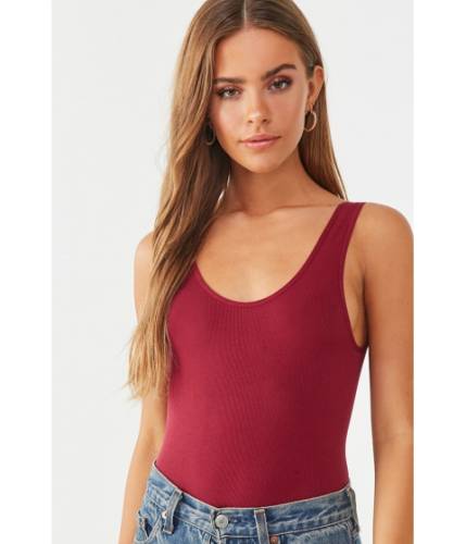 Imbracaminte femei forever21 seamless ribbed thong bodysuit wine