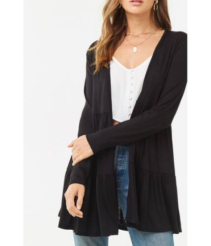 Imbracaminte femei forever21 shirred open-front cardigan black
