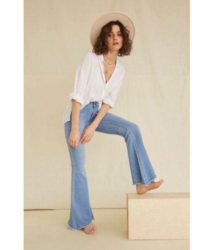 Imbracaminte femei forever21 stonewashed mid-rise flare jeans medium denim