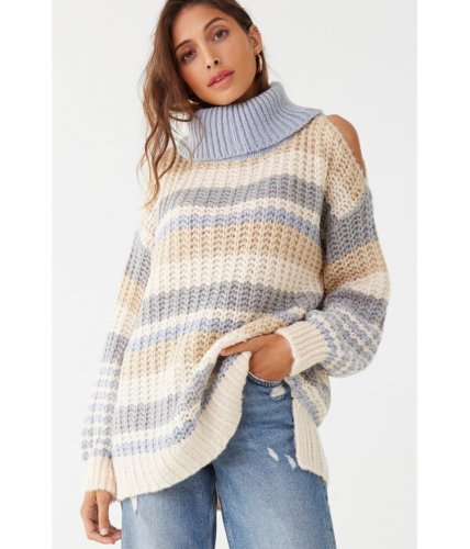 Imbracaminte femei forever21 striped knit turtleneck sweater taupemulti