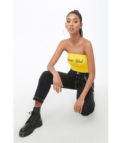 Imbracaminte femei forever21 sunset graphic cropped tube top yellowblack