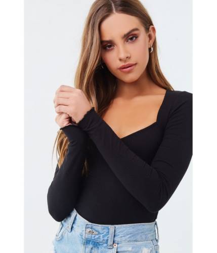 Imbracaminte femei forever21 sweetheart neck ribbed top black