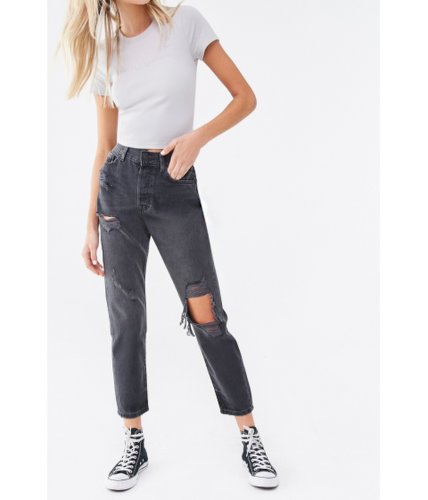 Imbracaminte femei forever21 the westwood destroyed high-rise mom jeans black