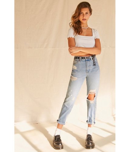 Imbracaminte femei forever21 the westwood distressed mom jeans light denim