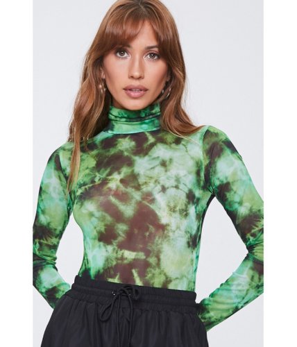 Imbracaminte femei forever21 tie-dye turtleneck bodysuit greenblack