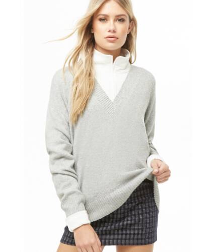 Imbracaminte femei forever21 v-neck sweater heather grey