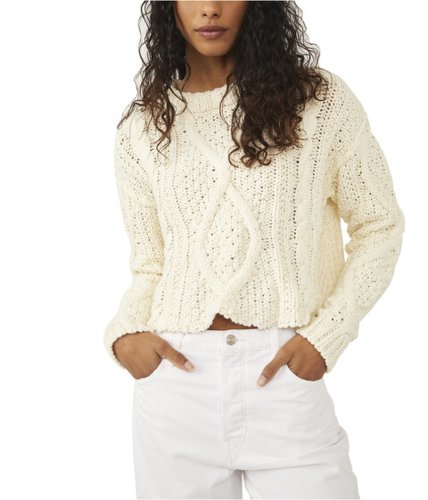 Imbracaminte femei free people cutting edge cable sweater ivory