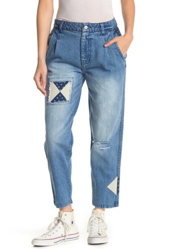 Imbracaminte femei free people down to earth patched jeans breezy blue