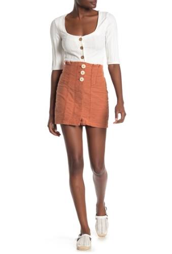 Imbracaminte femei free people every minute every hour button mini skirt burnt orng