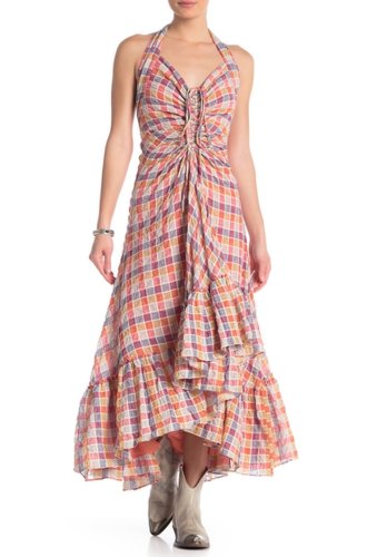 Imbracaminte femei free people rainbow dreams ruched maxi dress pink combo