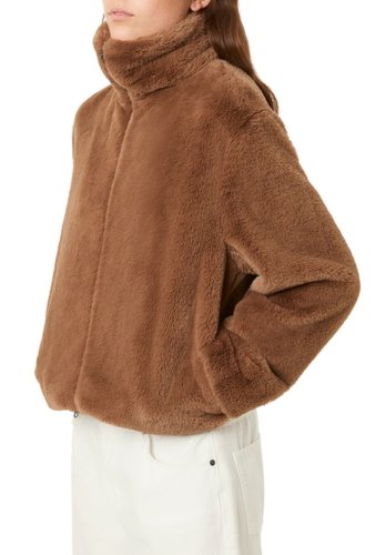Imbracaminte femei french connection buona faux fur jacket mocha mous