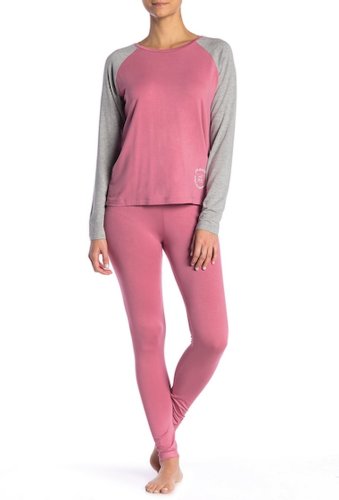 Imbracaminte femei french connection raglan top leggings pajama 2-piece set heather rose heathe