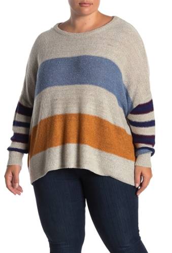Imbracaminte femei good luck gem chenille knit striped sweater plus size oat