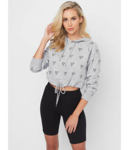 Imbracaminte femei guess baker triangle logo hoodie light melange grey