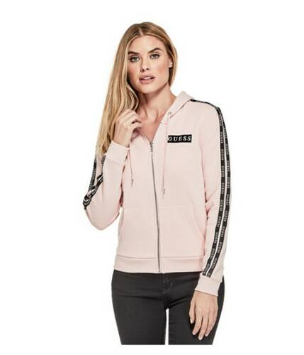 Imbracaminte femei guess bevy logo stripe zip hoodie pink lace