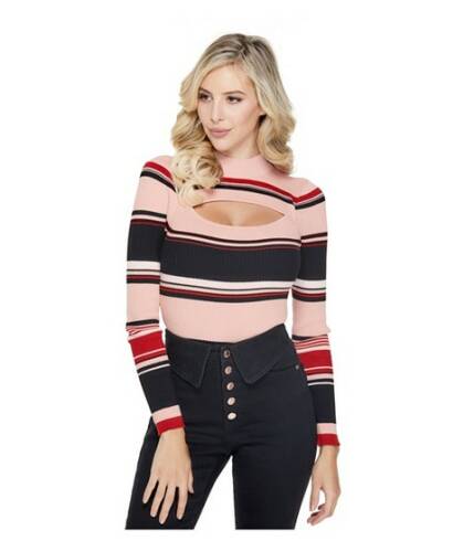Imbracaminte femei guess chandler stripe sweater pink gloss multi