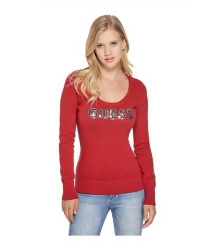 Imbracaminte femei guess estella sequin logo sweater red