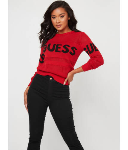 Imbracaminte femei guess frankie mesh logo sweater red cherry