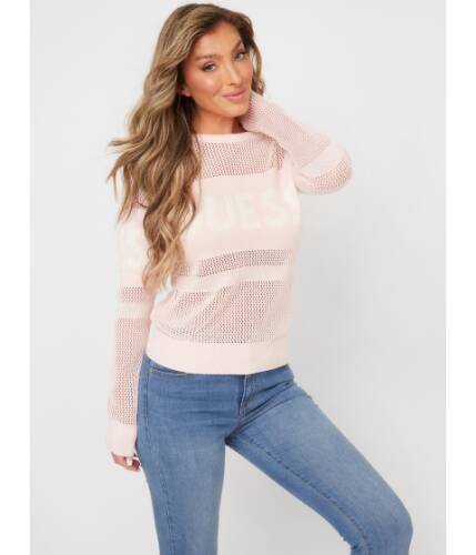 Imbracaminte femei guess frankie mesh logo sweater rose blush