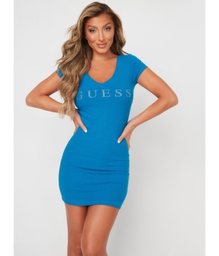 Imbracaminte femei guess lucie rhinestone logo dress grecian blue