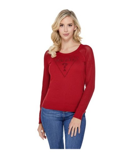 Imbracaminte femei guess pammy mesh logo sweater red noir