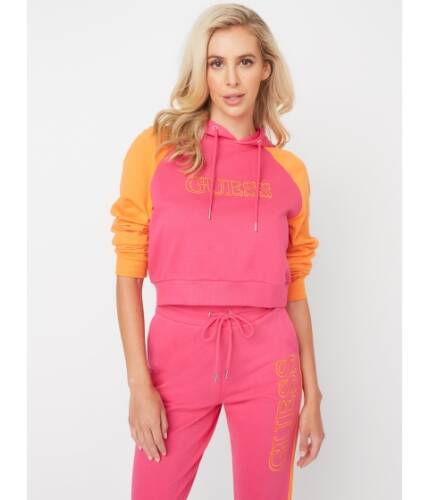 Imbracaminte femei guess rhylee raglan logo hoodie pink punch multi