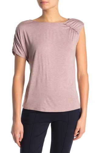 Imbracaminte femei h by bordeaux asymmetrical ruched short sleeve t-shirt lt heather blush