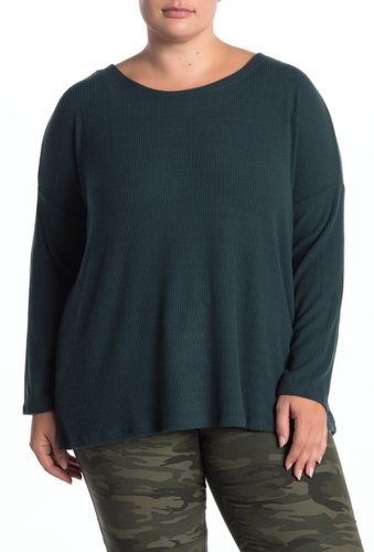 Imbracaminte femei h by bordeaux ribbed knit long sleeve sweater plus size pine