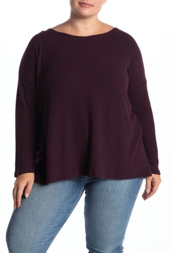 Imbracaminte femei h by bordeaux ribbed knit long sleeve sweater plus size rosewood