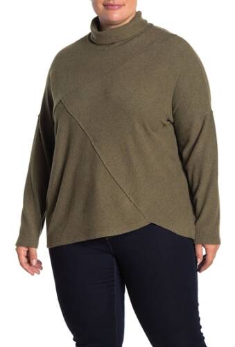 Imbracaminte femei h by bordeaux ribbed knit mock neck sweater plus size ht lt olive