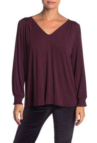 Imbracaminte femei h by bordeaux smocked sleeve v-neck top petite rosewood