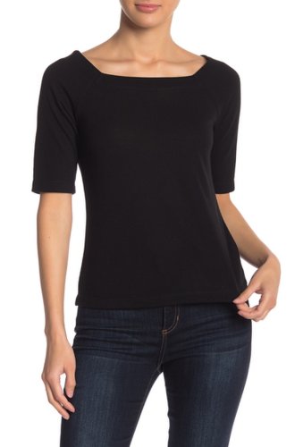 Imbracaminte femei h by bordeaux square neck elbow sleeve knit top black