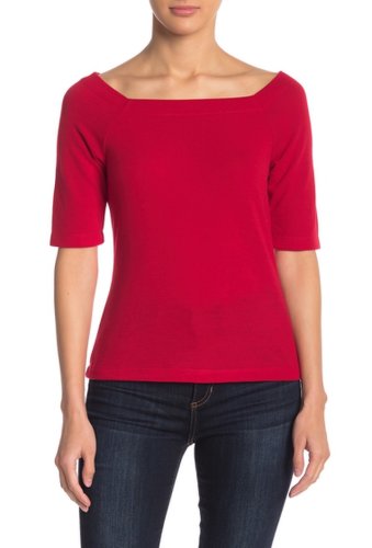 Imbracaminte femei h by bordeaux square neck elbow sleeve knit top red