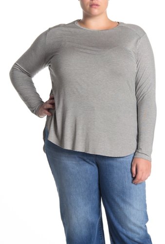 Imbracaminte femei halogen long sleeve shirttail hem t-shirt plus size black stripe