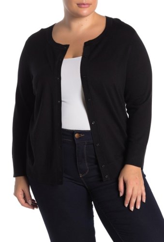 Imbracaminte femei halogen solid button front cardigan plus size black