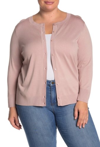 Imbracaminte femei halogen solid button front cardigan plus size pink adobe