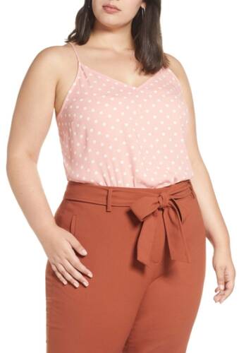 Imbracaminte femei halogen v-neck camisole plus size pink mid spaced dot